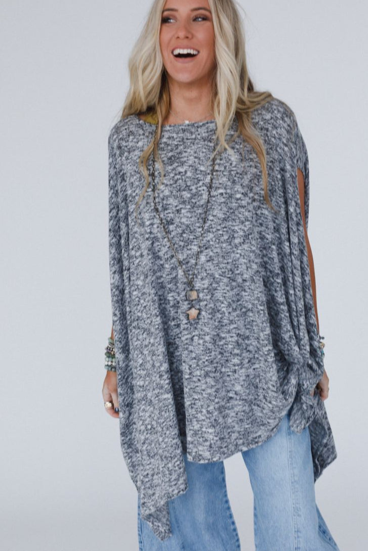 The Nest The Wren Two Tone Tunic - Charcoal
