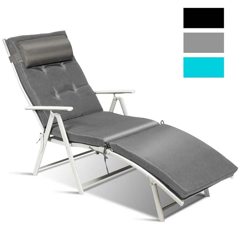 7 Position Folding Outdoor Chaise Lounge Chair Lightweight Patio Pool Chair Sun Lounger With Cushion Amp Pillow - Comfortable And Ergonomic Design