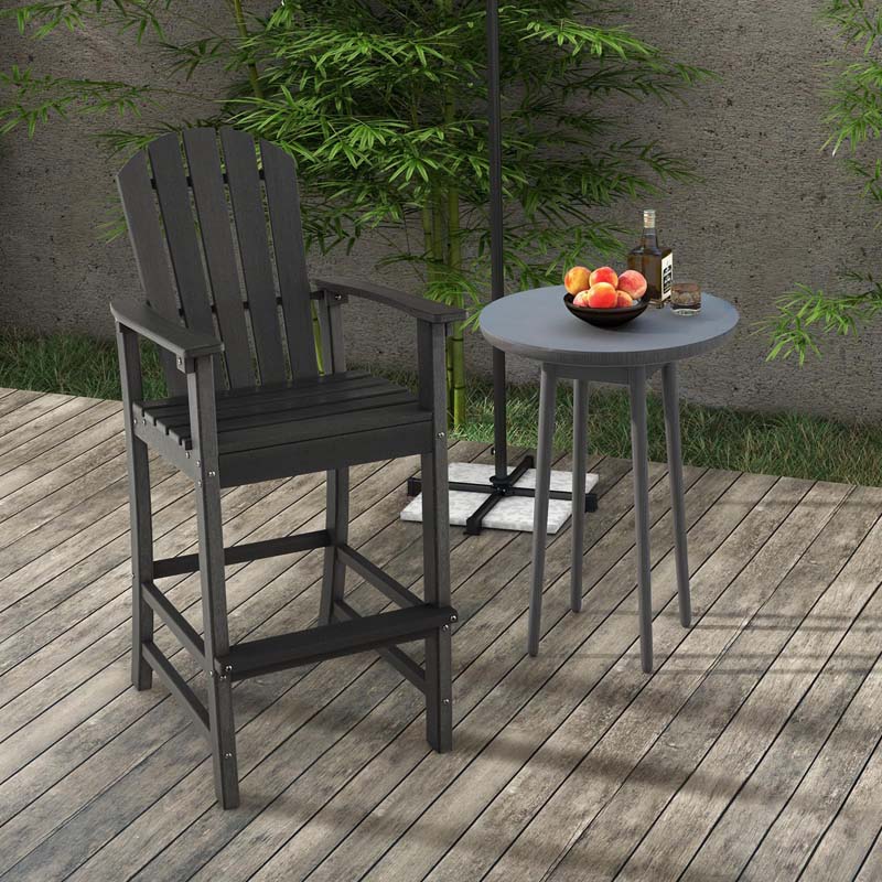 Outdoor Hdpe Tall Adirondack Chairs With Armrests Amp Footrest 30Quot Counter Height Bar Stools For Garden Backyard - Comfortable And Ergonomic Design