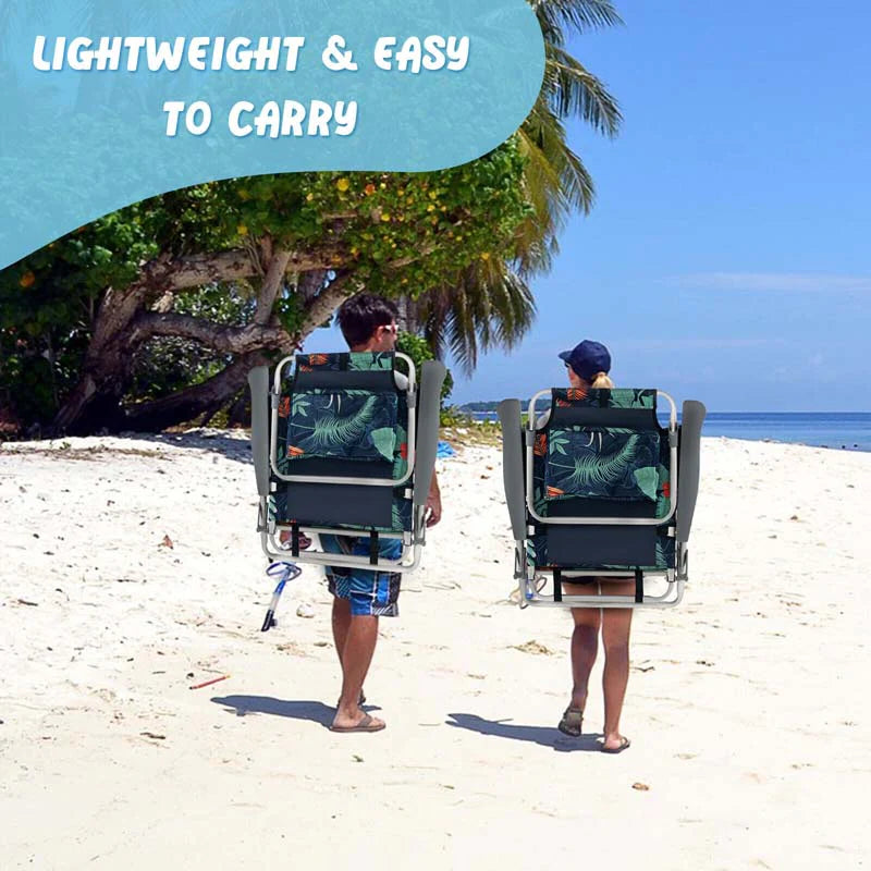 2 Pack 5 Position Outdoor Folding Backpack Beach Chair Amp Table Set Patio Lawn Camping Chair Beach Sling Chair - High Quality Set For Everyday Use