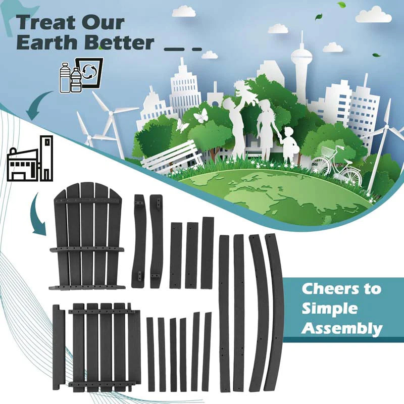 Outdoor Hdpe Tall Adirondack Chairs With Armrests Amp Footrest 30Quot Counter Height Bar Stools For Garden Backyard - Comfortable And Ergonomic Design