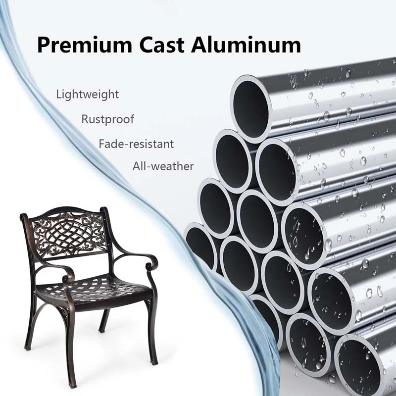 24Pcs All Weather Cast Aluminum Chairs With Armrests Amp Curved Seats Outdoor Dining Chairs Patio Bistro Armchairs - Comfortable And Ergonomic Design