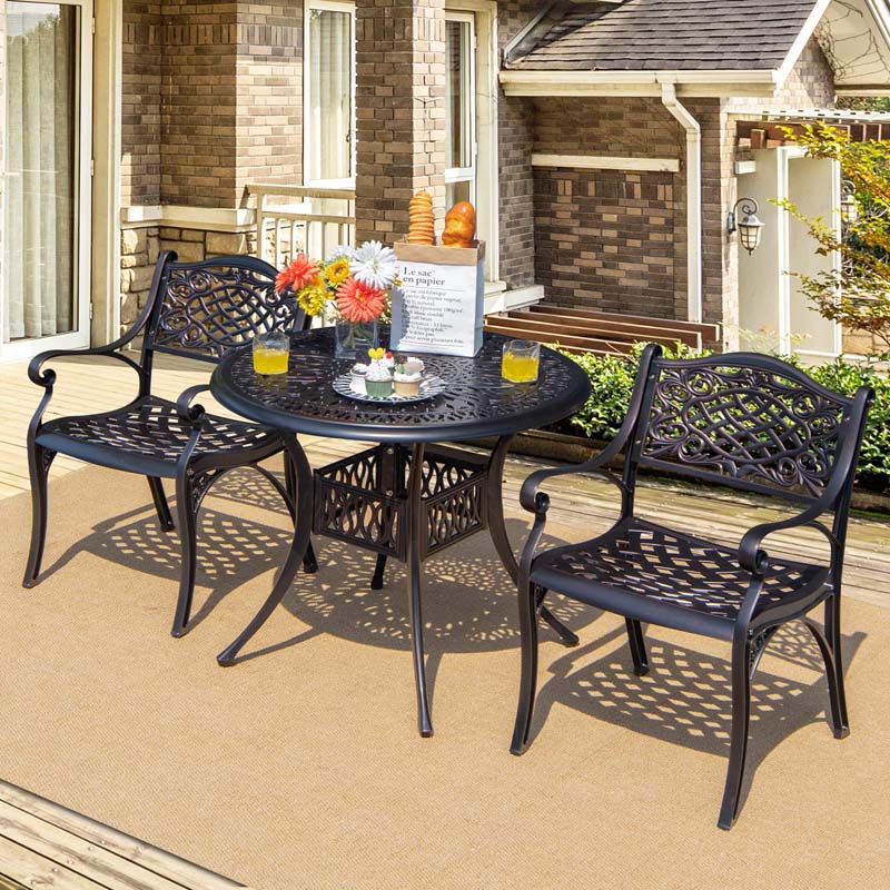 24Pcs All Weather Cast Aluminum Chairs With Armrests Amp Curved Seats Outdoor Dining Chairs Patio Bistro Armchairs - Comfortable And Ergonomic Design