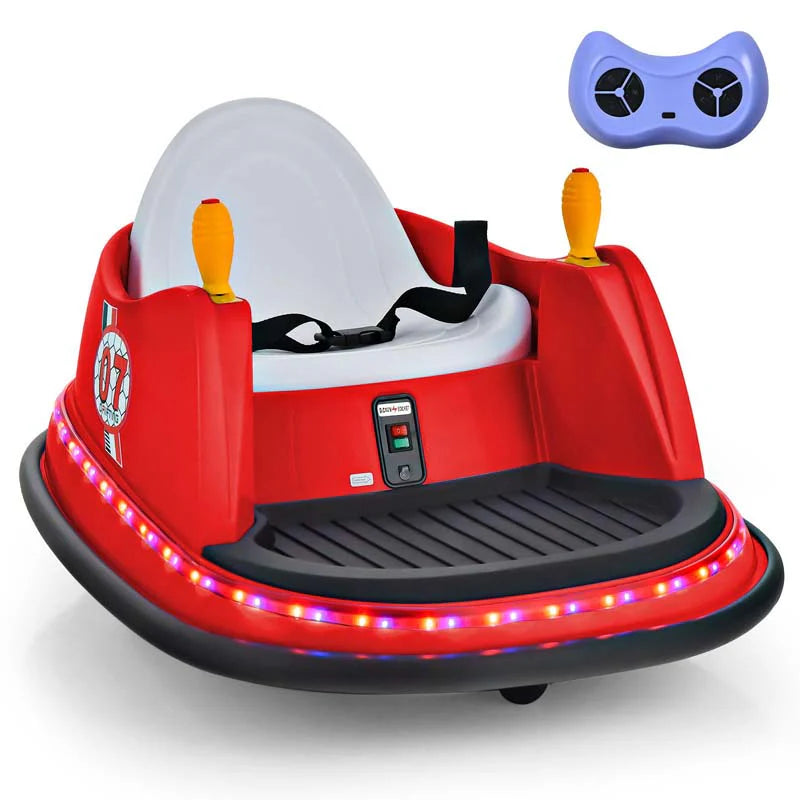 12V Toddler Bumping Car Battery Powered Baby Ride On Bumper Car With Dual Joysticks Flashing Led Light Amp 360 Degree Spin
