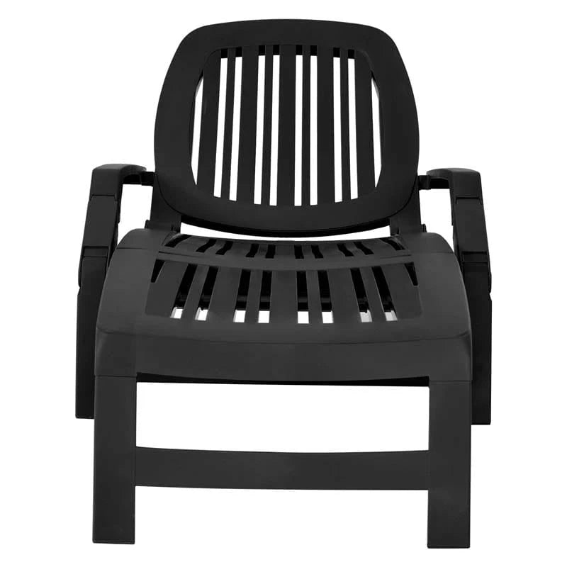 Weatherproof Folding Sun Lounger With Wheels 6 Position Plastic Outdoor Chaise Lounge Chair For Pool Beach Lawn - Comfortable And Ergonomic Design