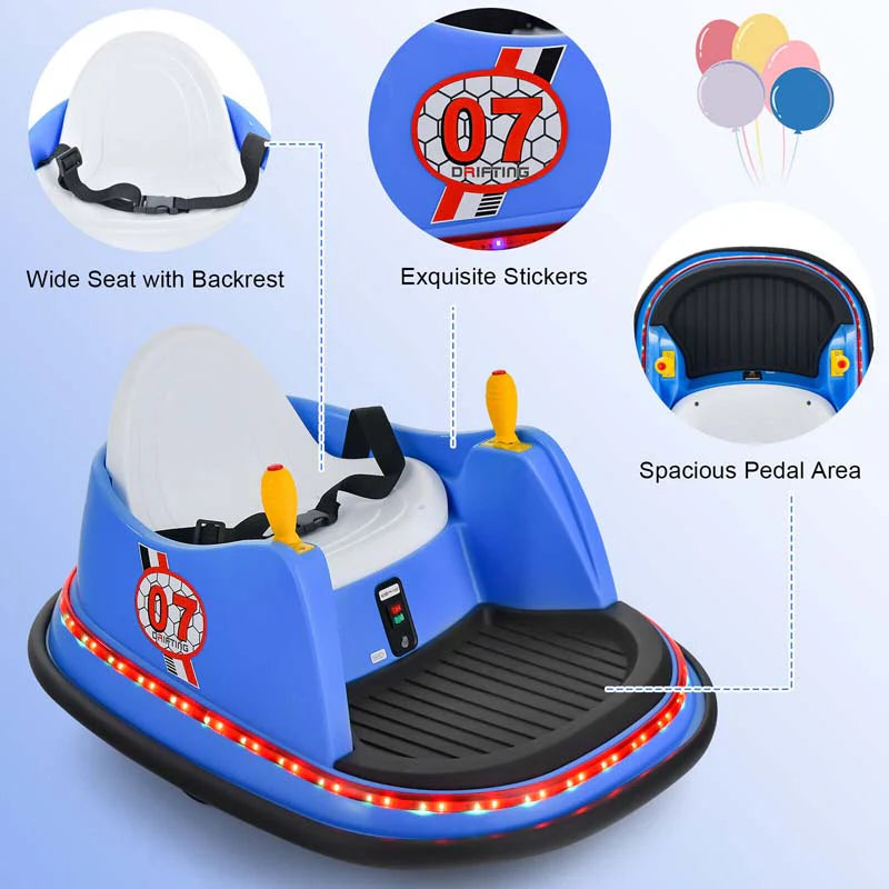 12V Toddler Bumping Car Battery Powered Baby Ride On Bumper Car With Dual Joysticks Flashing Led Light Amp 360 Degree Spin