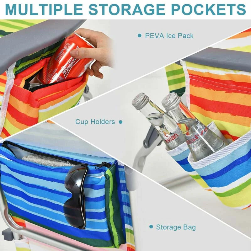 2 Pack 5 Position Outdoor Folding Backpack Beach Chair Amp Table Set Patio Lawn Camping Chair Beach Sling Chair - High Quality Set For Everyday Use