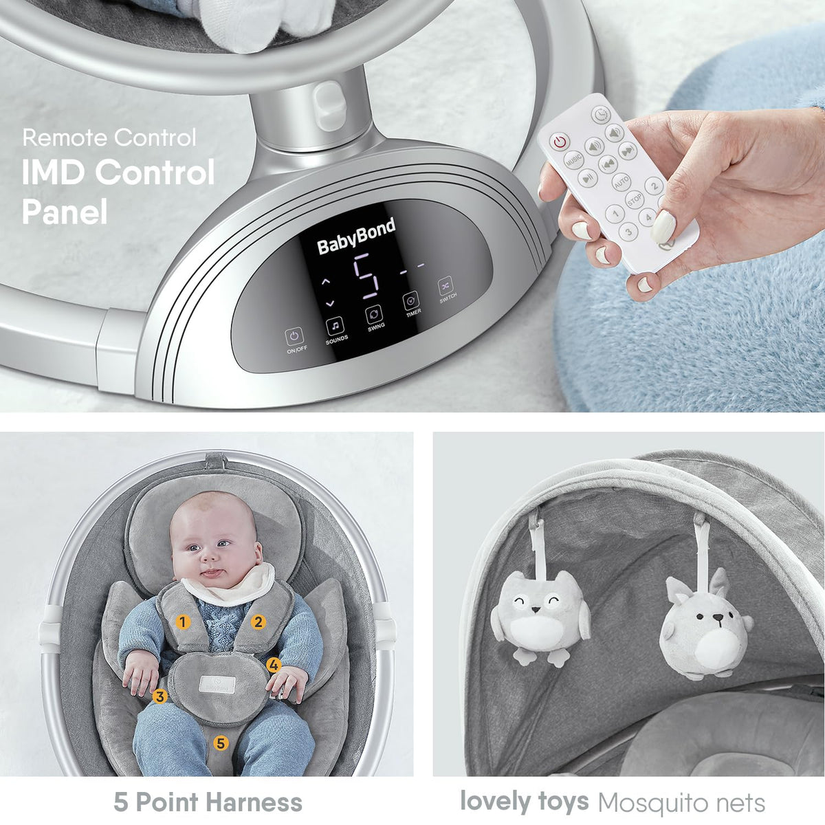 Infants BabyBond Bluetooth Speaker Positions
