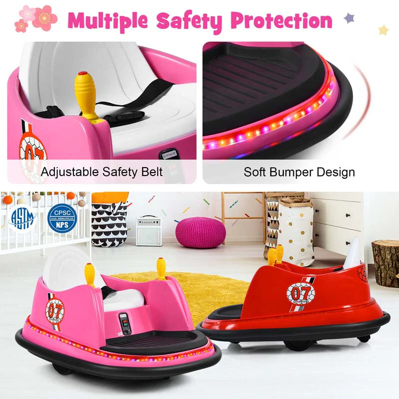 12V Toddler Bumping Car Battery Powered Baby Ride On Bumper Car With Dual Joysticks Flashing Led Light Amp 360 Degree Spin