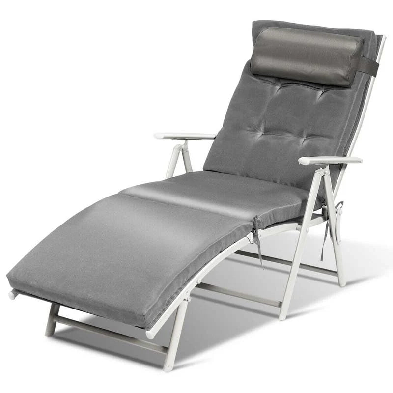 7 Position Folding Outdoor Chaise Lounge Chair Lightweight Patio Pool Chair Sun Lounger With Cushion Amp Pillow - Comfortable And Ergonomic Design