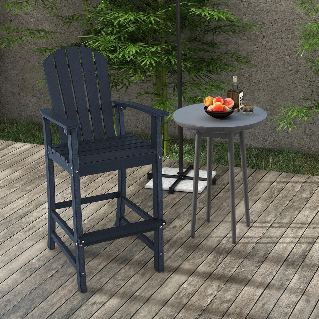 Outdoor Hdpe Tall Adirondack Chairs With Armrests Amp Footrest 30Quot Counter Height Bar Stools For Garden Backyard - Comfortable And Ergonomic Design