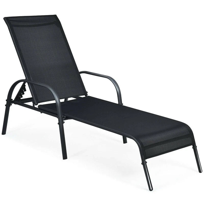 2 Pcs 5 Position Fabric Folding Outdoor Chaise Lounge Chairs Lightweight Pool Chairs Patio Lawn Recliner Sun Lounger - Comfortable And Ergonomic Design