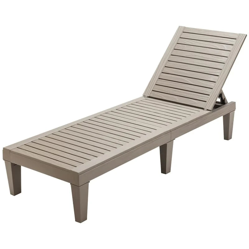 Outdoor Chaise Lounge Chair Patio Recliner Adjustable With 5 Positions Wood Texture Design Waterproof Easy To Assemble - Comfortable And Ergonomic Design