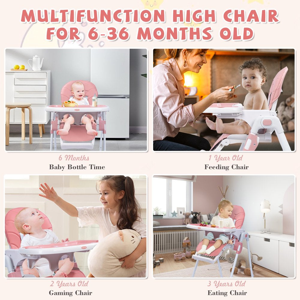 SEJOY Portable Folding Highchair for Babies &amp; Toddlers with Adjustable Height