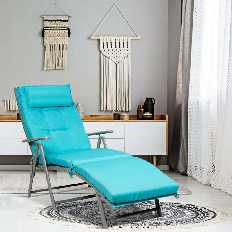 7 Position Folding Outdoor Chaise Lounge Chair Lightweight Patio Pool Chair Sun Lounger With Cushion Amp Pillow - Comfortable And Ergonomic Design