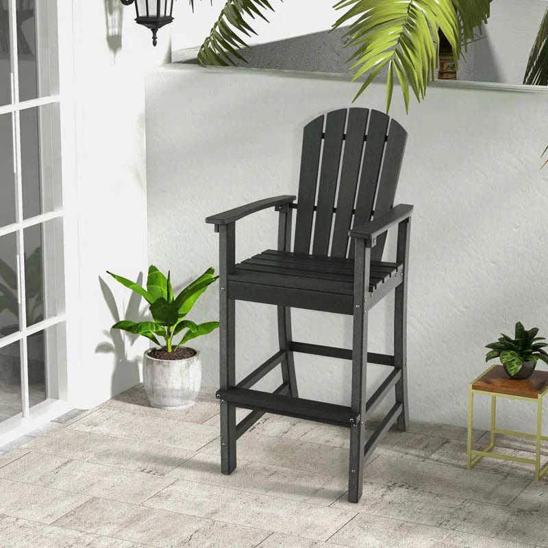 Outdoor Hdpe Tall Adirondack Chairs With Armrests Amp Footrest 30Quot Counter Height Bar Stools For Garden Backyard - Comfortable And Ergonomic Design