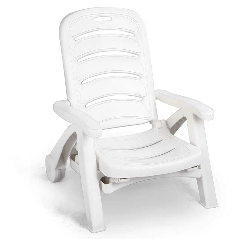 Rolling Folding Plastic Pool Lounge Chair With Armrests 5 Position Outdoor Sun Lounger Patio Deck Chair Beach Chair - Comfortable And Ergonomic Design