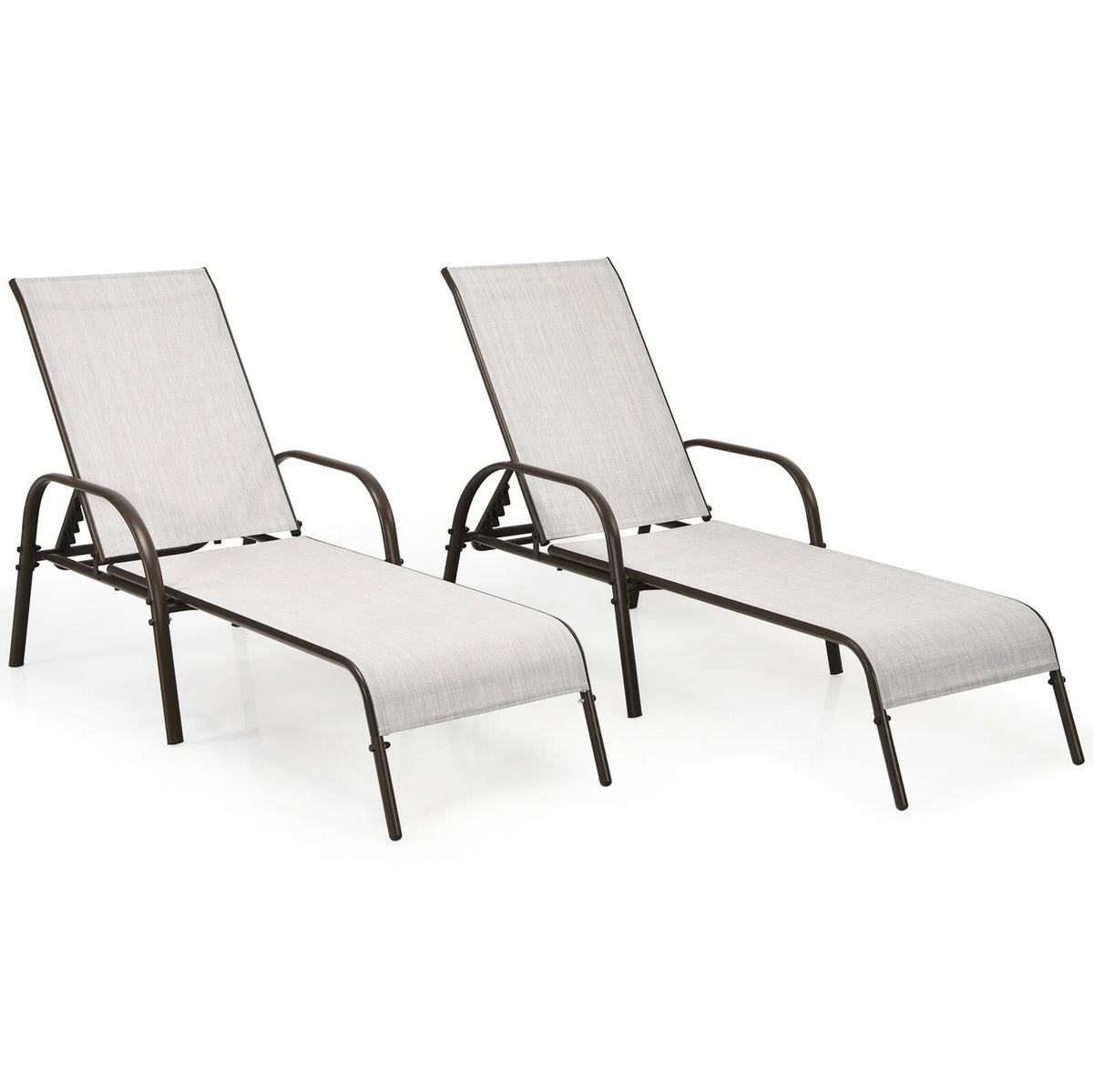 2 Pcs 5 Position Fabric Folding Outdoor Chaise Lounge Chairs Lightweight Pool Chairs Patio Lawn Recliner Sun Lounger - Comfortable And Ergonomic Design