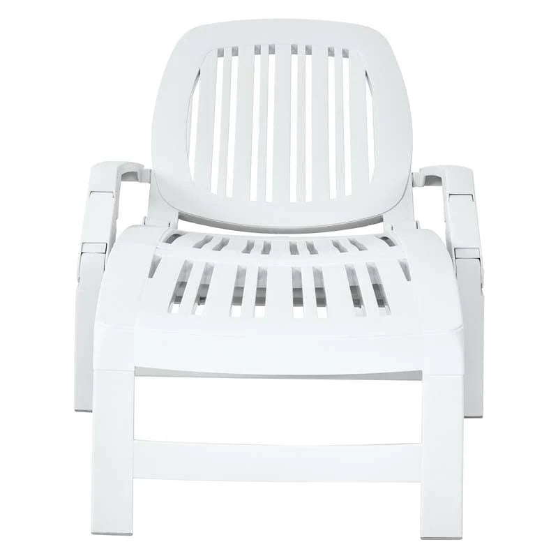 Weatherproof Folding Sun Lounger With Wheels 6 Position Plastic Outdoor Chaise Lounge Chair For Pool Beach Lawn - Comfortable And Ergonomic Design