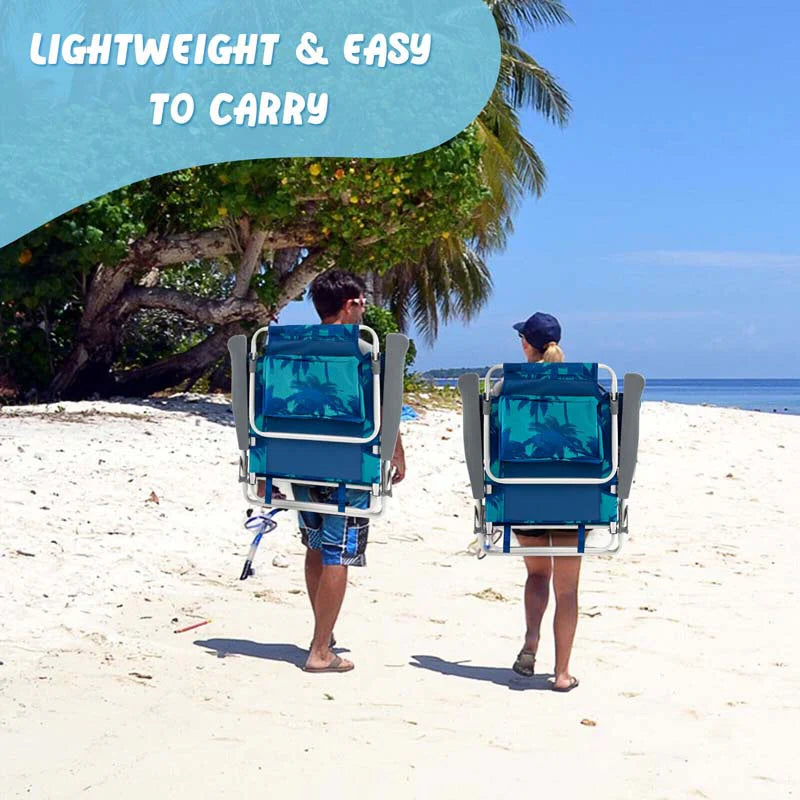 2 Pack 5 Position Outdoor Folding Backpack Beach Chair Amp Table Set Patio Lawn Camping Chair Beach Sling Chair - High Quality Set For Everyday Use