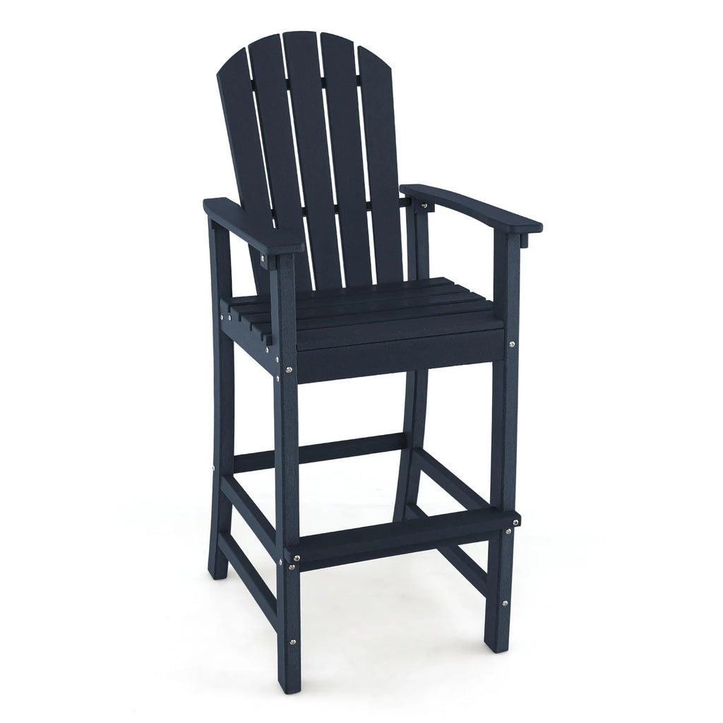 Outdoor Hdpe Tall Adirondack Chairs With Armrests Amp Footrest 30Quot Counter Height Bar Stools For Garden Backyard - Comfortable And Ergonomic Design