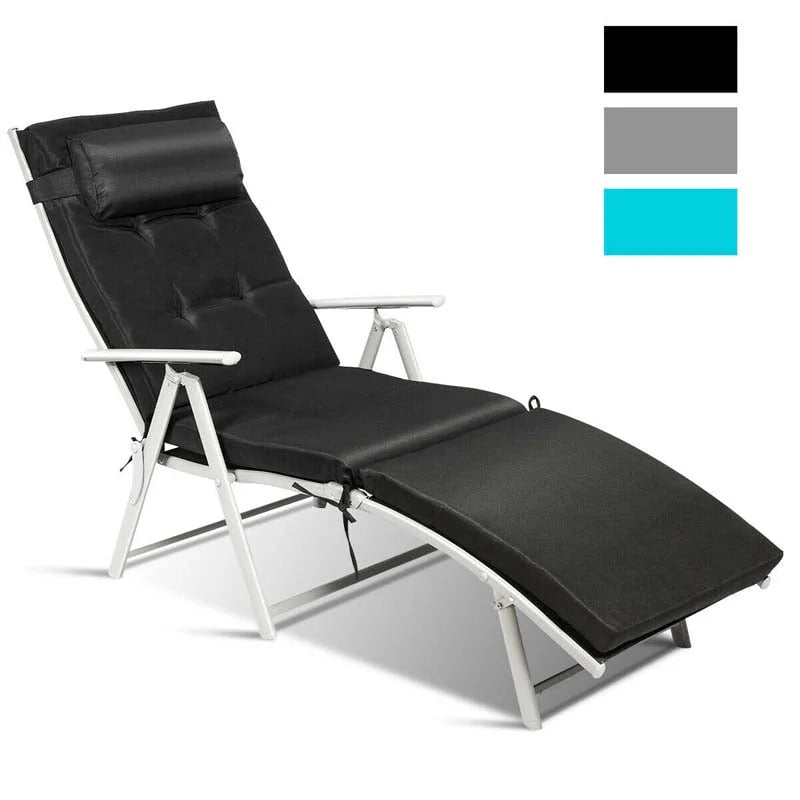 7 Position Folding Outdoor Chaise Lounge Chair Lightweight Patio Pool Chair Sun Lounger With Cushion Amp Pillow - Comfortable And Ergonomic Design