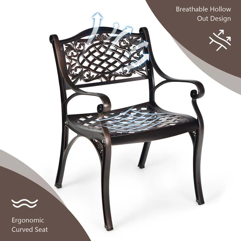24Pcs All Weather Cast Aluminum Chairs With Armrests Amp Curved Seats Outdoor Dining Chairs Patio Bistro Armchairs - Comfortable And Ergonomic Design