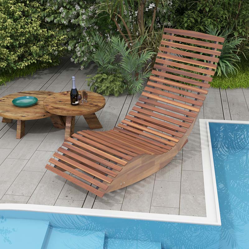 Acacia Wood Outdoor Patio Rocking Chair With Widened Slatted Seat Amp High Back Porch Rocker Sun Lounger For Backyard Garden - Comfortable And Ergonomic Design