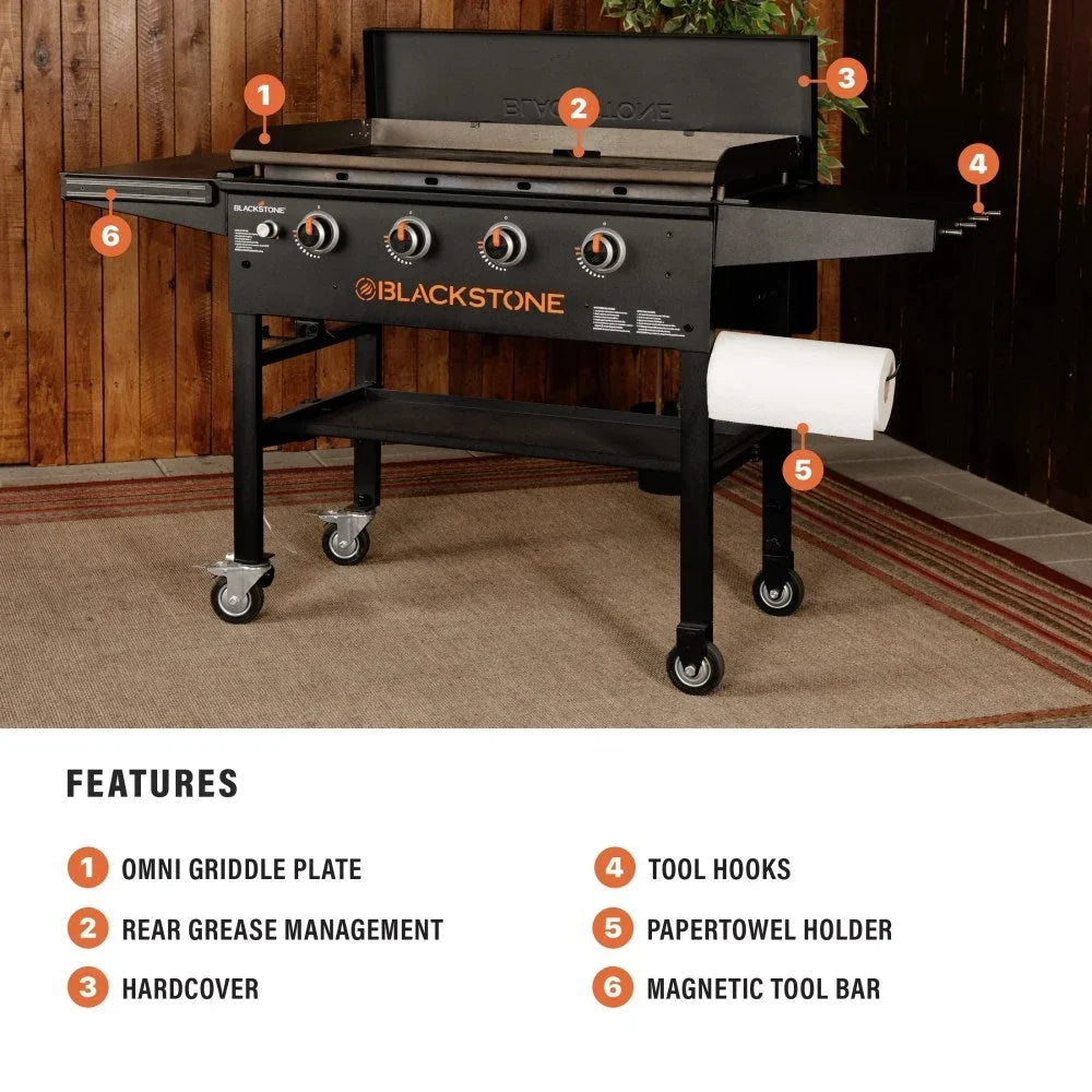 Blackstone Original Outdoor Griddle,4-Burner 36" Flat Top Grill with Hard Cover,Black