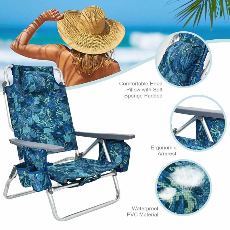 2 Pack 5 Position Outdoor Folding Backpack Beach Chair Amp Table Set Patio Lawn Camping Chair Beach Sling Chair - High Quality Set For Everyday Use
