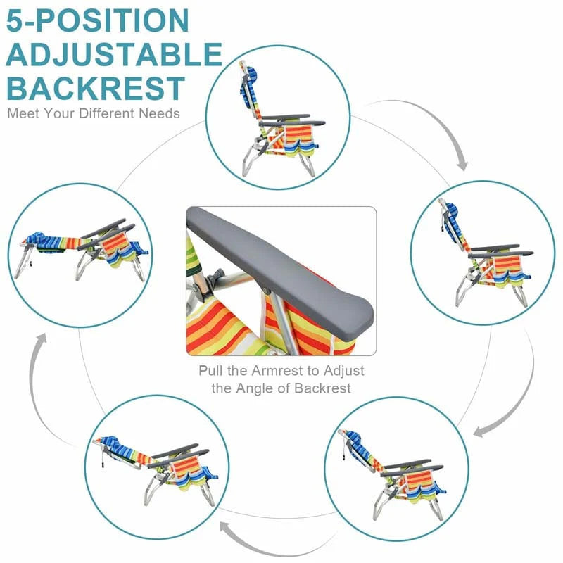 2 Pack 5 Position Outdoor Folding Backpack Beach Chair Amp Table Set Patio Lawn Camping Chair Beach Sling Chair - High Quality Set For Everyday Use