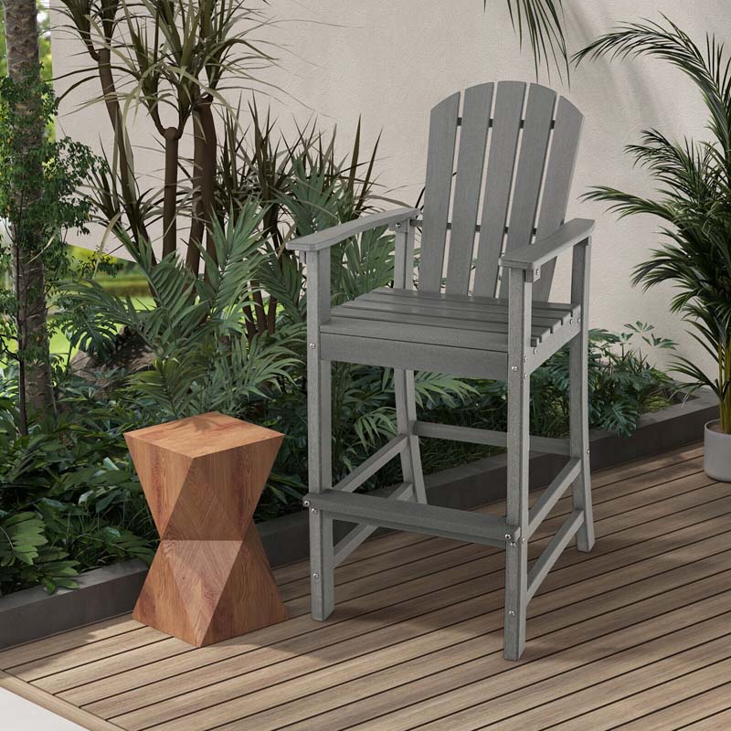 Outdoor Hdpe Tall Adirondack Chairs With Armrests Amp Footrest 30Quot Counter Height Bar Stools For Garden Backyard - Comfortable And Ergonomic Design