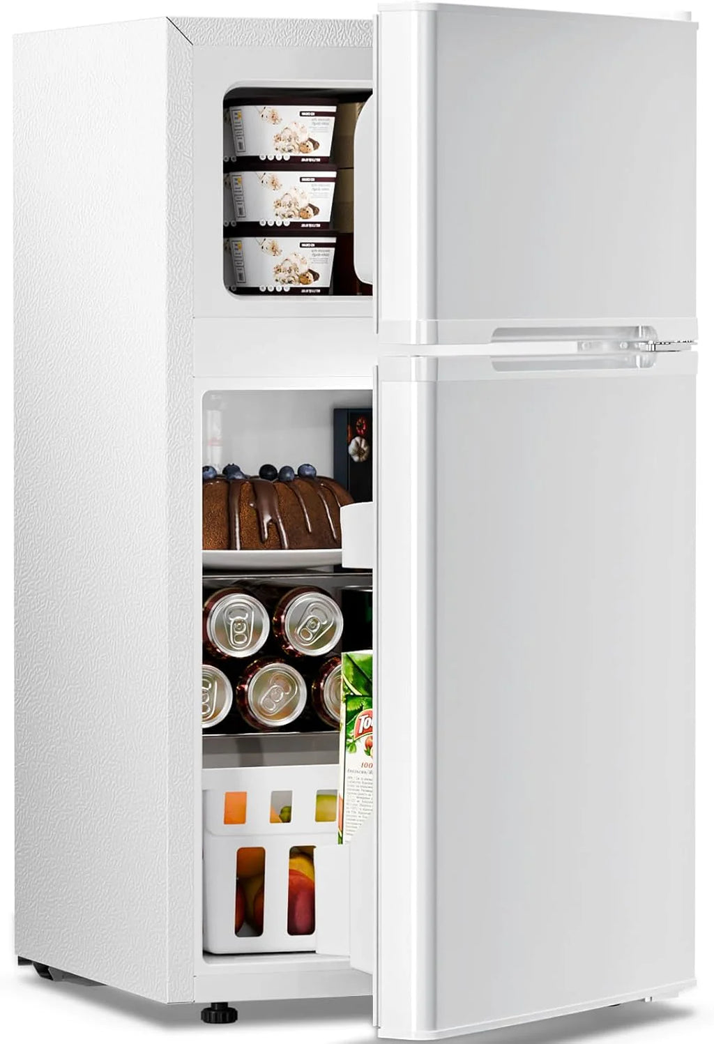 Antarctic Star 3.2 Cu.Ft,Mini Refrigerator with Freezer,Double Door Mini Fridge,Compact Refrigerator,Adjustable Thermostat,Mini Refrigerator for Bedroom/Office/Dorm/Kitchen(BLACK)