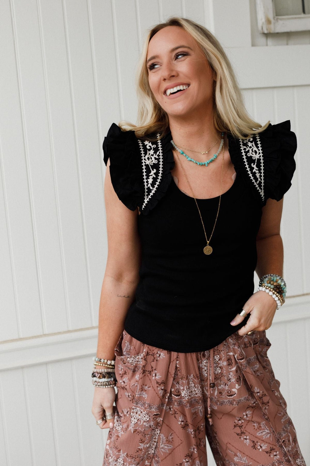 Always Lovely Embroidered Top - Black