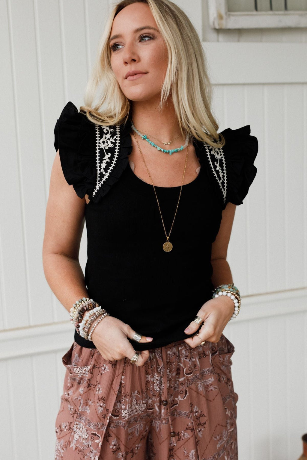 Always Lovely Embroidered Top - Black