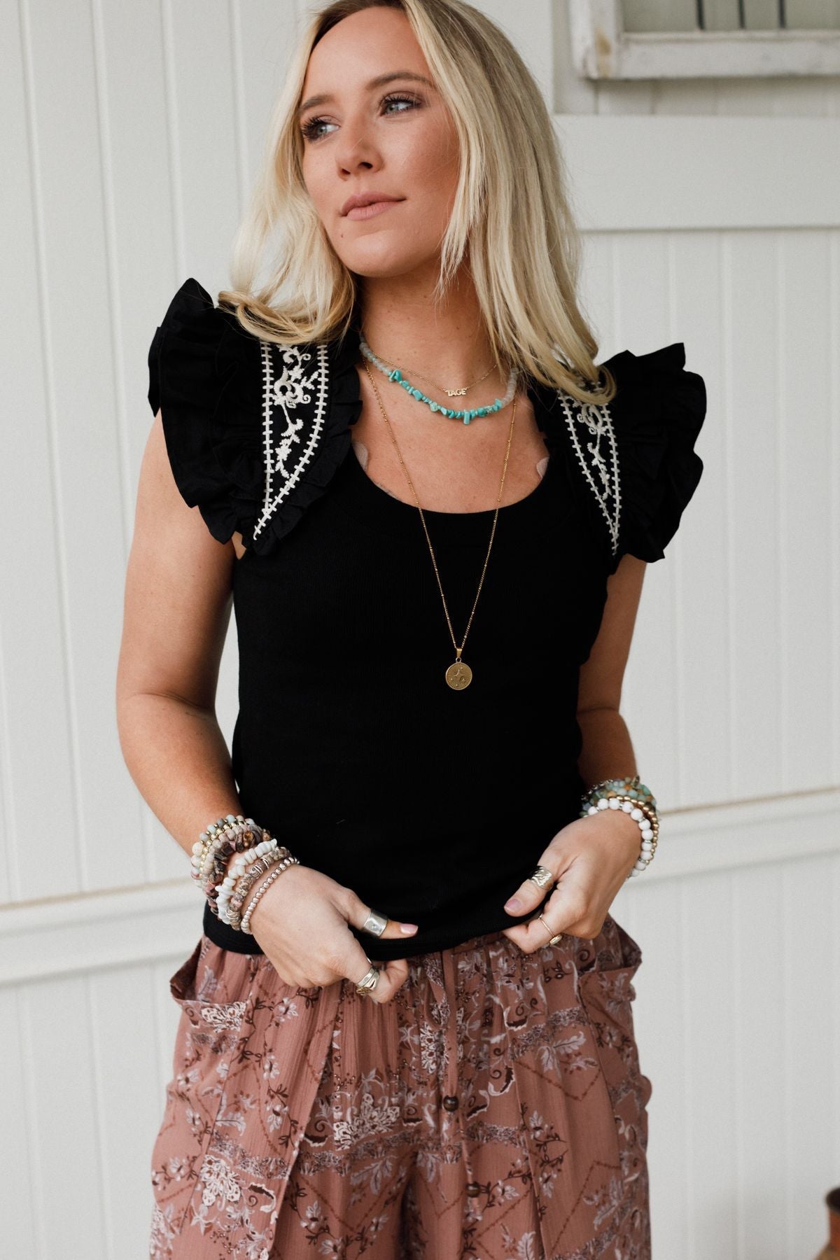 Always Lovely Embroidered Top - Black