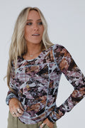 Ottilia Chic Floral Mesh Top - Purple Multi