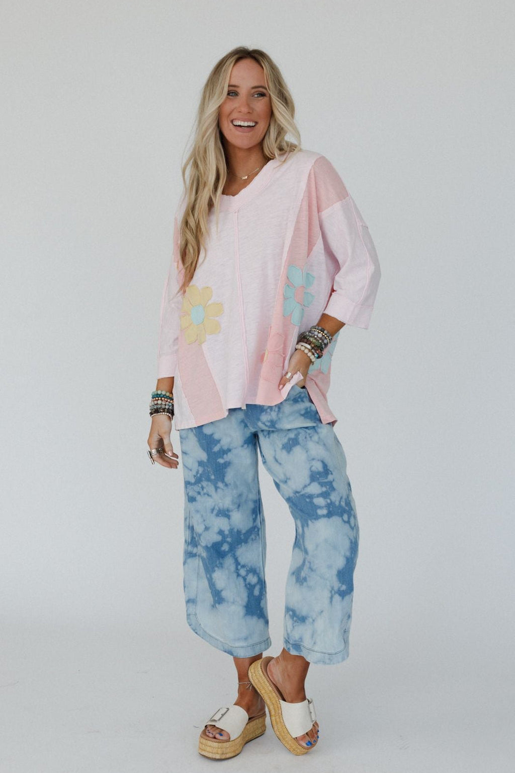 Chasing Bliss Flower Patch Top - Pink
