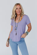 The Nest Scoop Neck Bralette Tee - New Lavender